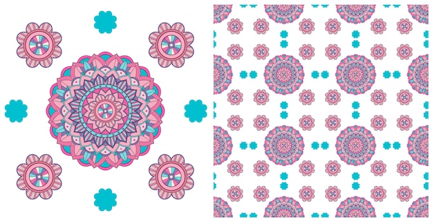 Design senza soluzione di continuità con motivo colorato mandala