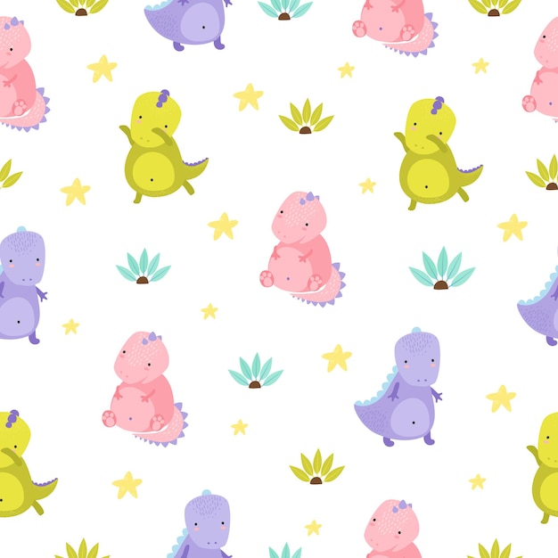 Free vector seamless dinosaurs pattern