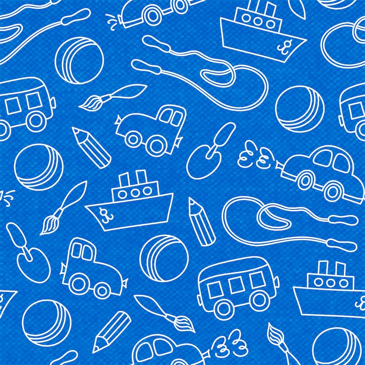 Free Vector seamless doodle children toys of scoop bucket and ball 