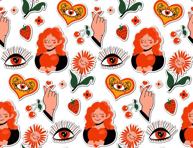 Seamless doodle love pattern. happy valentines day.vector