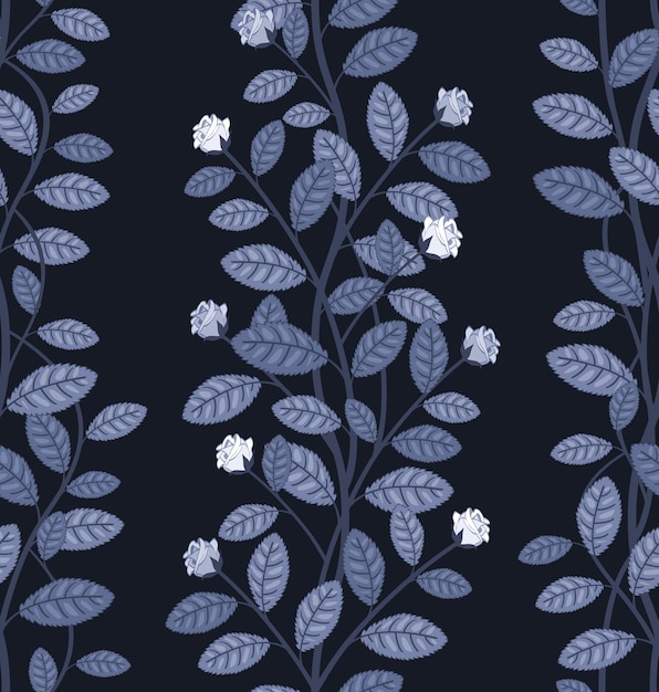 Free vector seamless floral pattern on blue background vector illustration