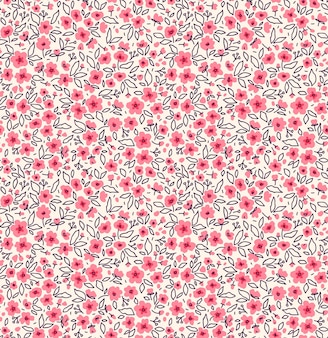 Seamless floral pattern for design small pink flowers white background cute vintage print