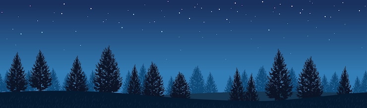 Free Vector seamless forest landscape at night vector background illustration horizontally repeatable