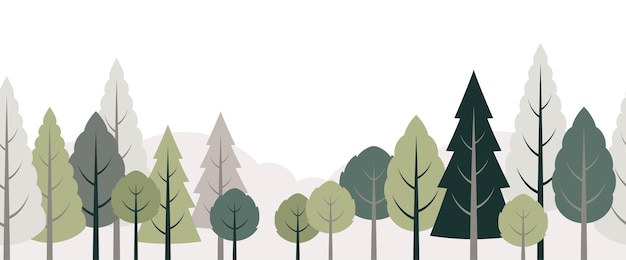 Бесплатное векторное изображение Беспрерывный лес с горами векторная плоская иллюстрация изолирована на белом фоне