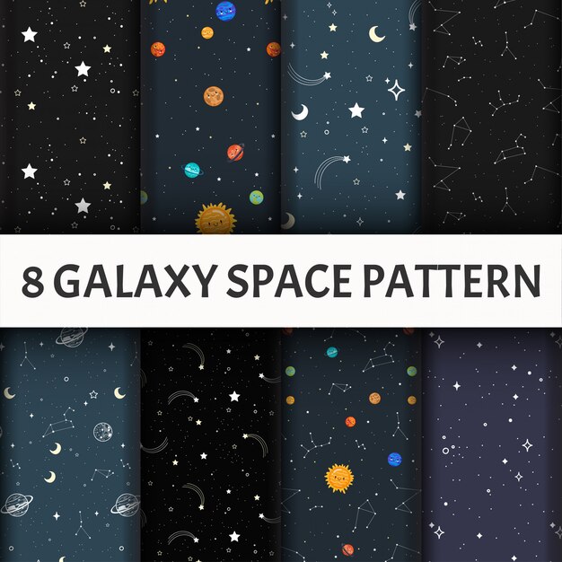 seamless Galaxy pattern set.