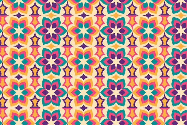 Seamless geometric floral groovy pattern texture