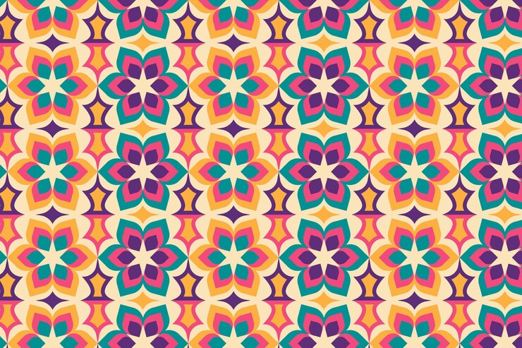 Free Vector seamless geometric floral groovy pattern texture