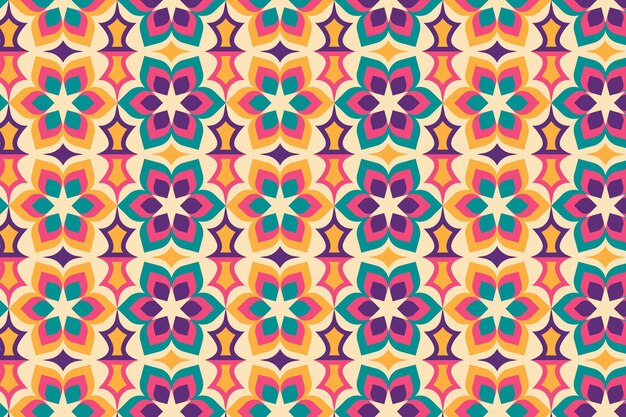 Seamless geometric floral groovy pattern texture