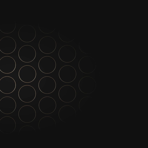 Seamless gold circle grid pattern on black background