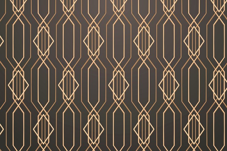 Free Vector seamless golden geometric pattern on a gray background