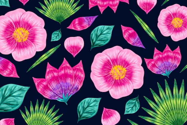 Seamless gradient pink floral pattern