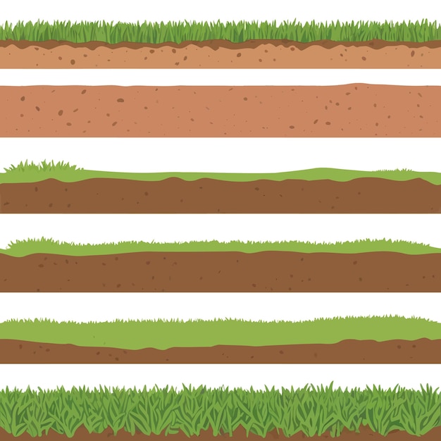 Free vector seamless ground and grass cross sections for landscaping