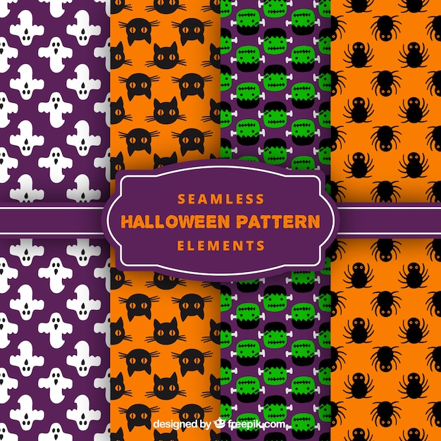 Free vector seamless halloween patterns collection