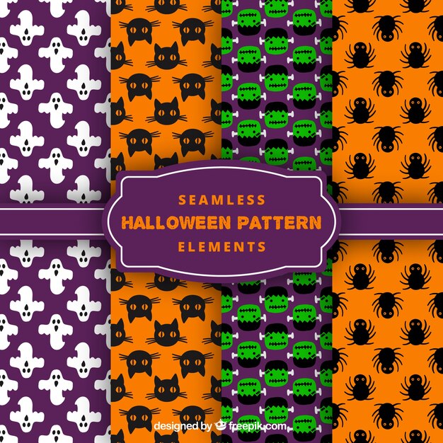 Seamless halloween patterns collection