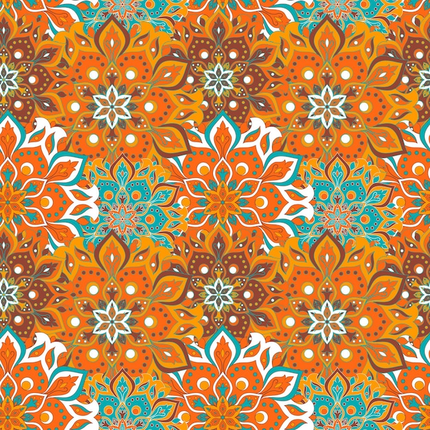 Seamless hand drawn mandala pattern vintage elements in orienta