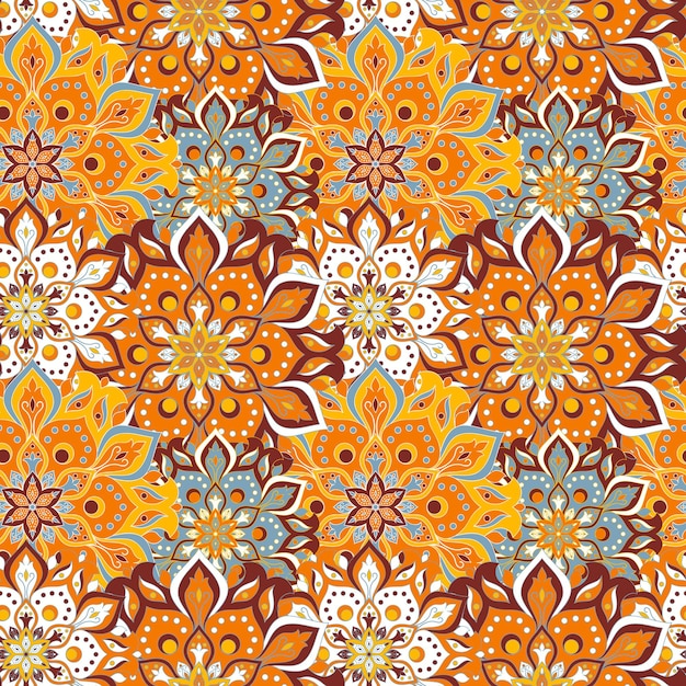 Seamless hand drawn mandala seamless pattern.