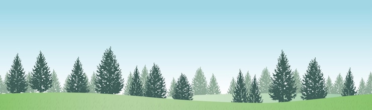 免費 Vector 無縫山丘森林風景向量背景插圖水平重複