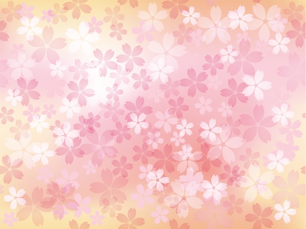 満開の桜とのシームレスなイラスト水平方向と垂直方向に繰り返し可能