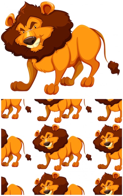 Free vector seamless lion  isolated on white