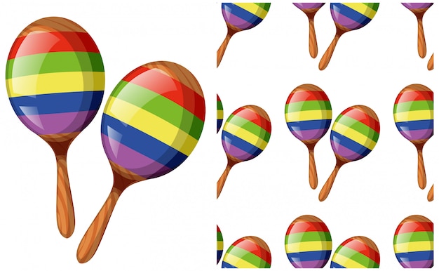 Free vector seamless maracas pattern isolated on white