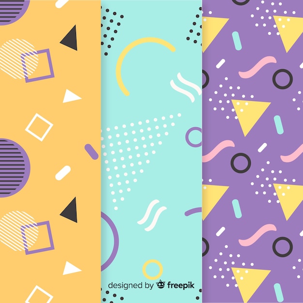 Seamless memphis pattern collection