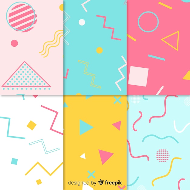 Free vector seamless memphis pattern collection