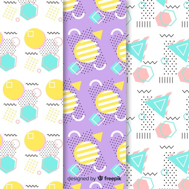 Seamless memphis pattern collection