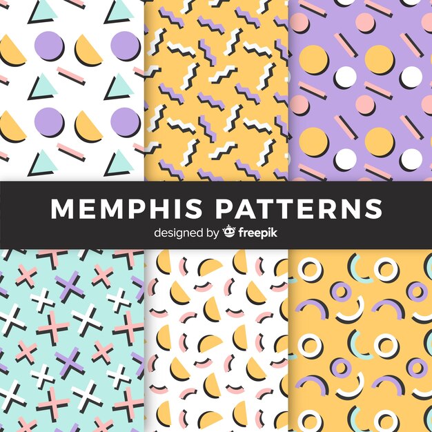 Seamless memphis pattern pack