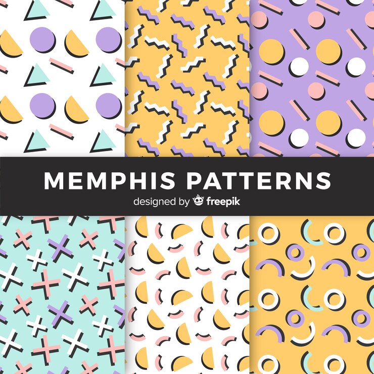 Free Vector seamless memphis pattern pack