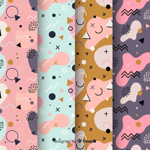 Seamless memphis pattern pack