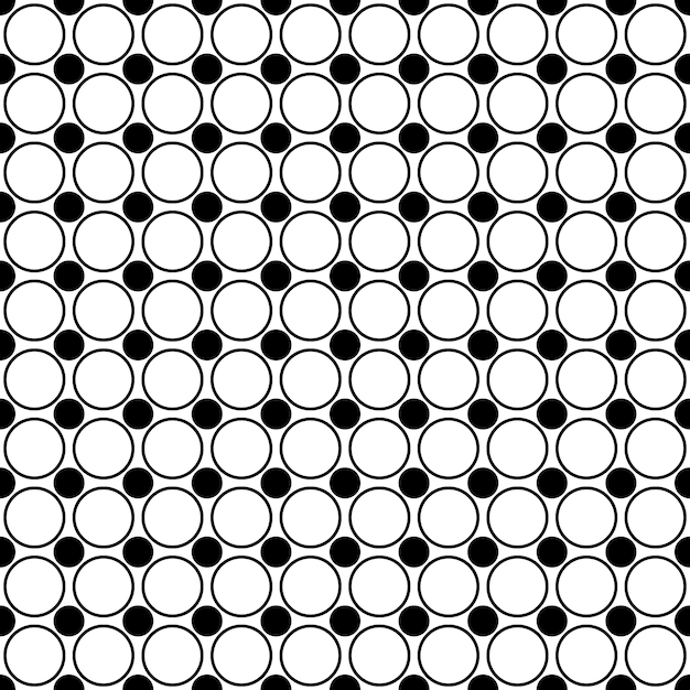 シームレスな単色の円のパターン - 点と円からの抽象的な幾何学的ベクトルの背景