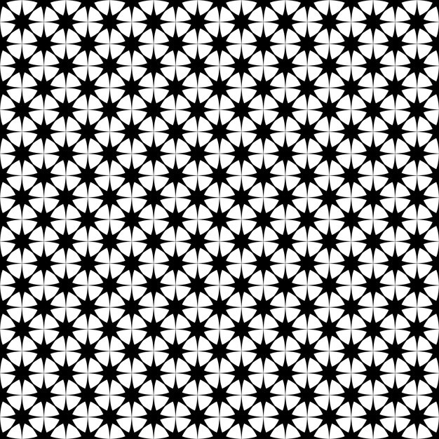 원활한 흑백 별 패턴-기하학적 인 다각형 모양에서 벡터 배경 그래픽 디자인