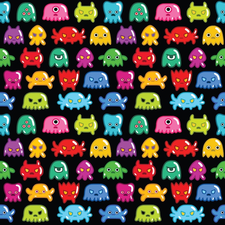 Free Vector seamless monsters pattern