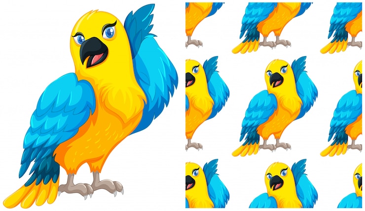 Free Vector seamless parrot  isolated on white