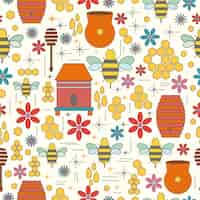 Free vector seamless pattern apiary