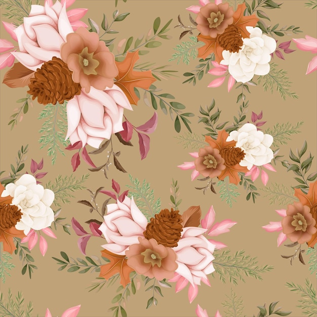 Free vector seamless pattern autumn flower design