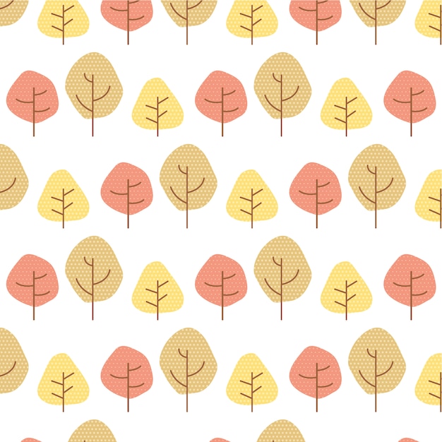 Seamless pattern of autumn trees