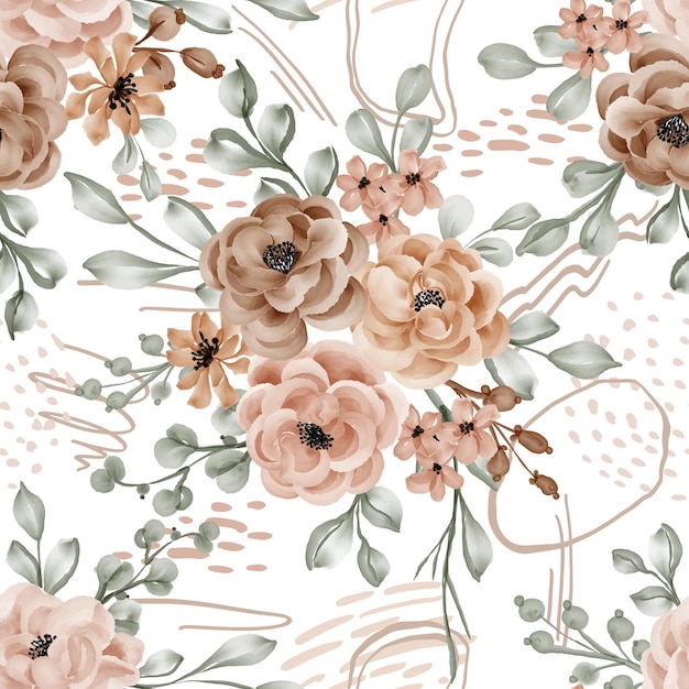 Free vector seamless pattern background flower and leaves autumn theme