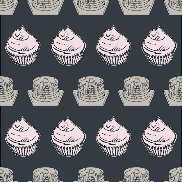 Free vector seamless pattern bakery cake background