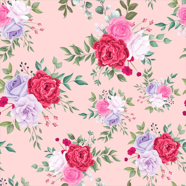 Seamless pattern beautiful blooming floral