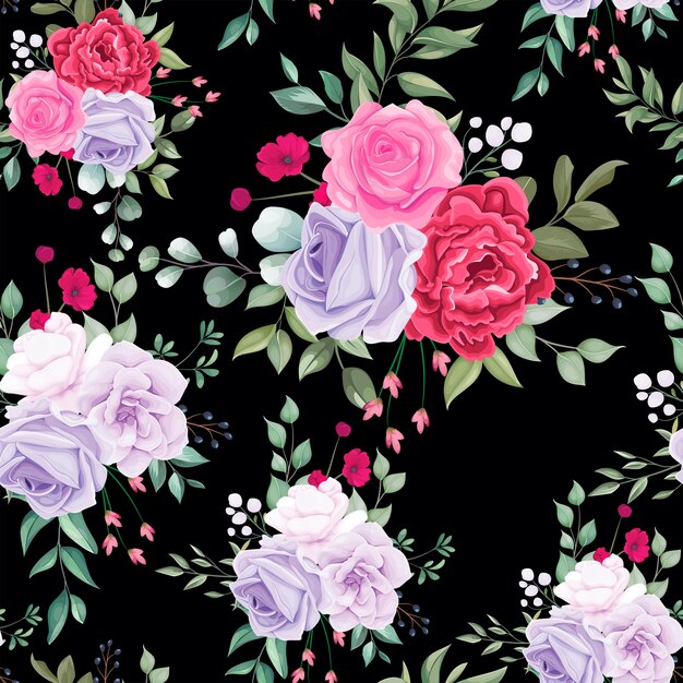 Seamless pattern beautiful blooming floral