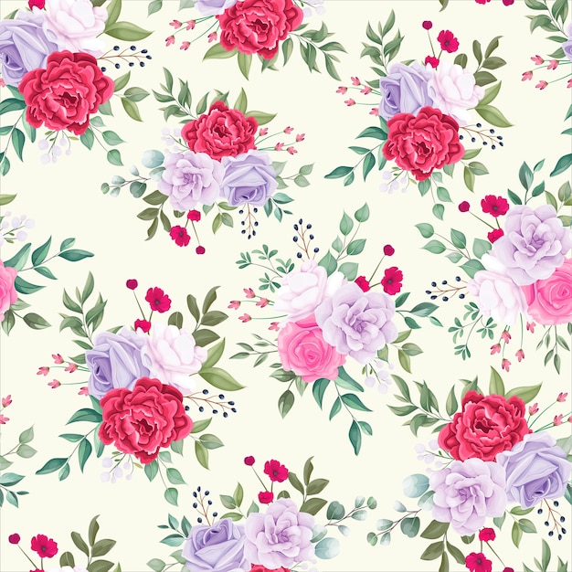 Seamless pattern beautiful blooming floral