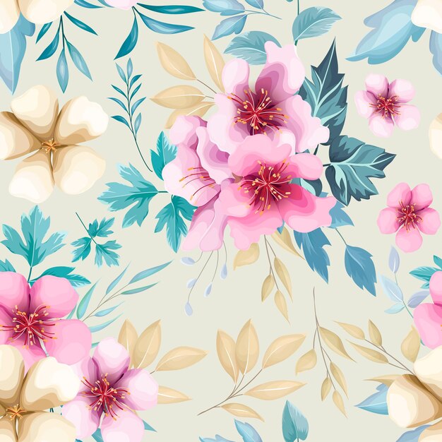 seamless pattern beautiful flower hand drawing