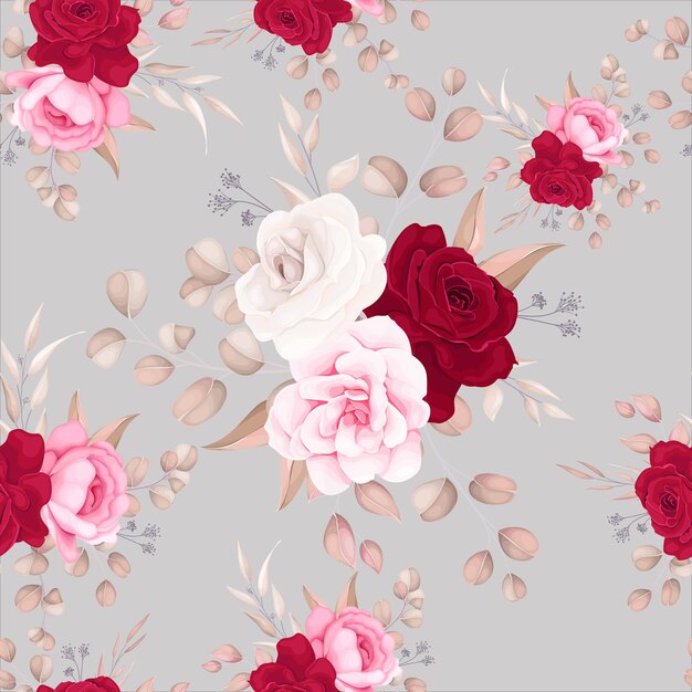 Seamless pattern beautiful flower and leaves design