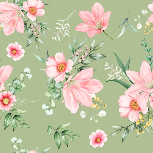 Free Vector | Greenery watercolor floral seamless pattern design