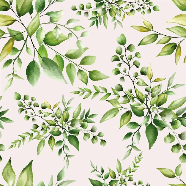 seamless pattern beautiful greenery leaves design