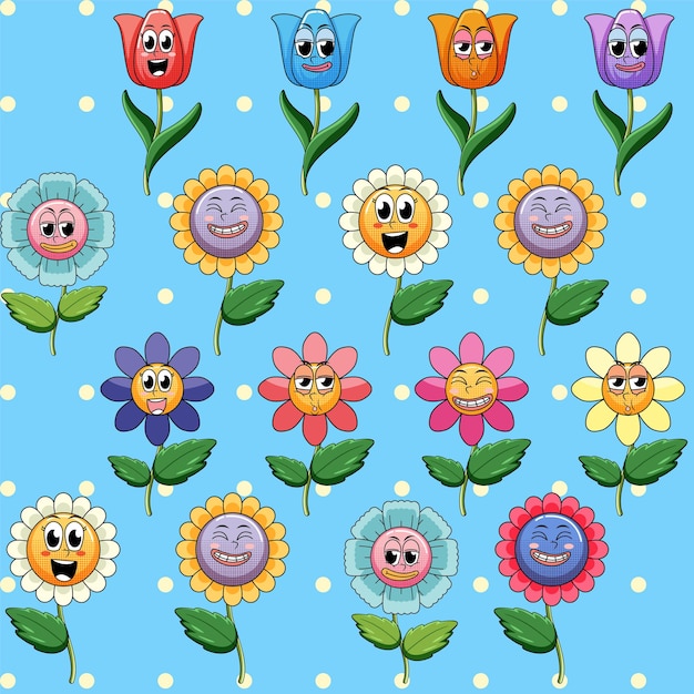 Free vector seamless pattern cartoon on blue background