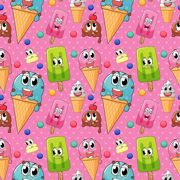 Free vector seamless pattern cartoon on pink background