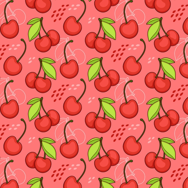 Seamless pattern of cherries