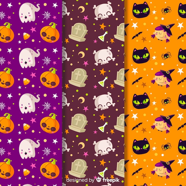 Seamless pattern of cute cartoon monsters